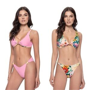 PQ Swim Pink and Floral Bikini top